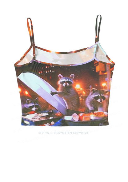 Raccoon Trash Party Y2K Mesh Cami Tank Cherrykitten
