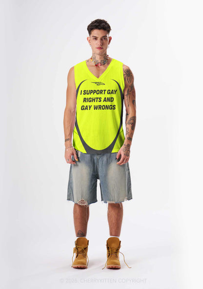 Lime Green I Support Gay Rights Pride Y2K Sport Jersey Tank Cherrykitten