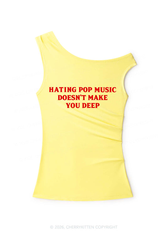 Hating Pop Music Y2K Off Shoulder Tank Top Cherrykitten