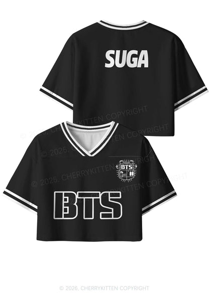 Black Kpop Members Y2K Crop Sport Jersey Shirts Cherrykitten