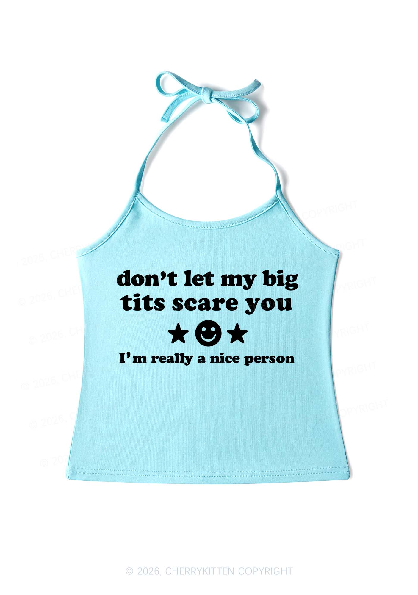 Dont Let My Big Txts Scare You Y2K Halter Neck Cami Cherrykitten