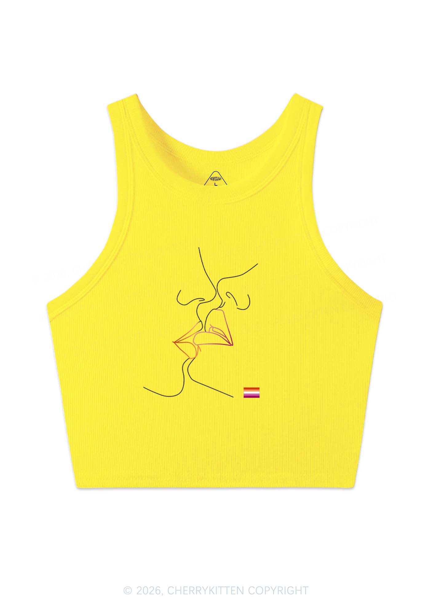 Lesbian Kiss Pride Y2K Crop Tank Top Cherrykitten