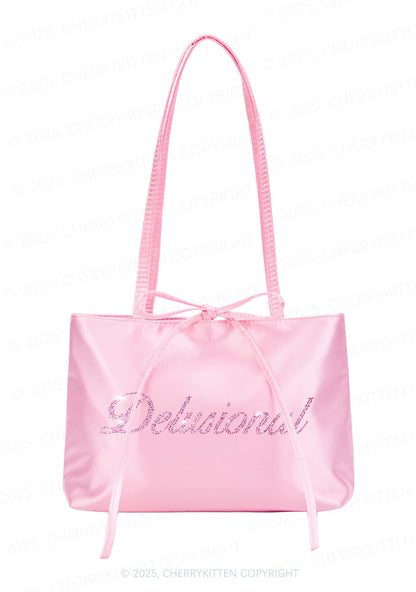 Rhinestone Delusional Y2K Satin Bags Cherrykitten