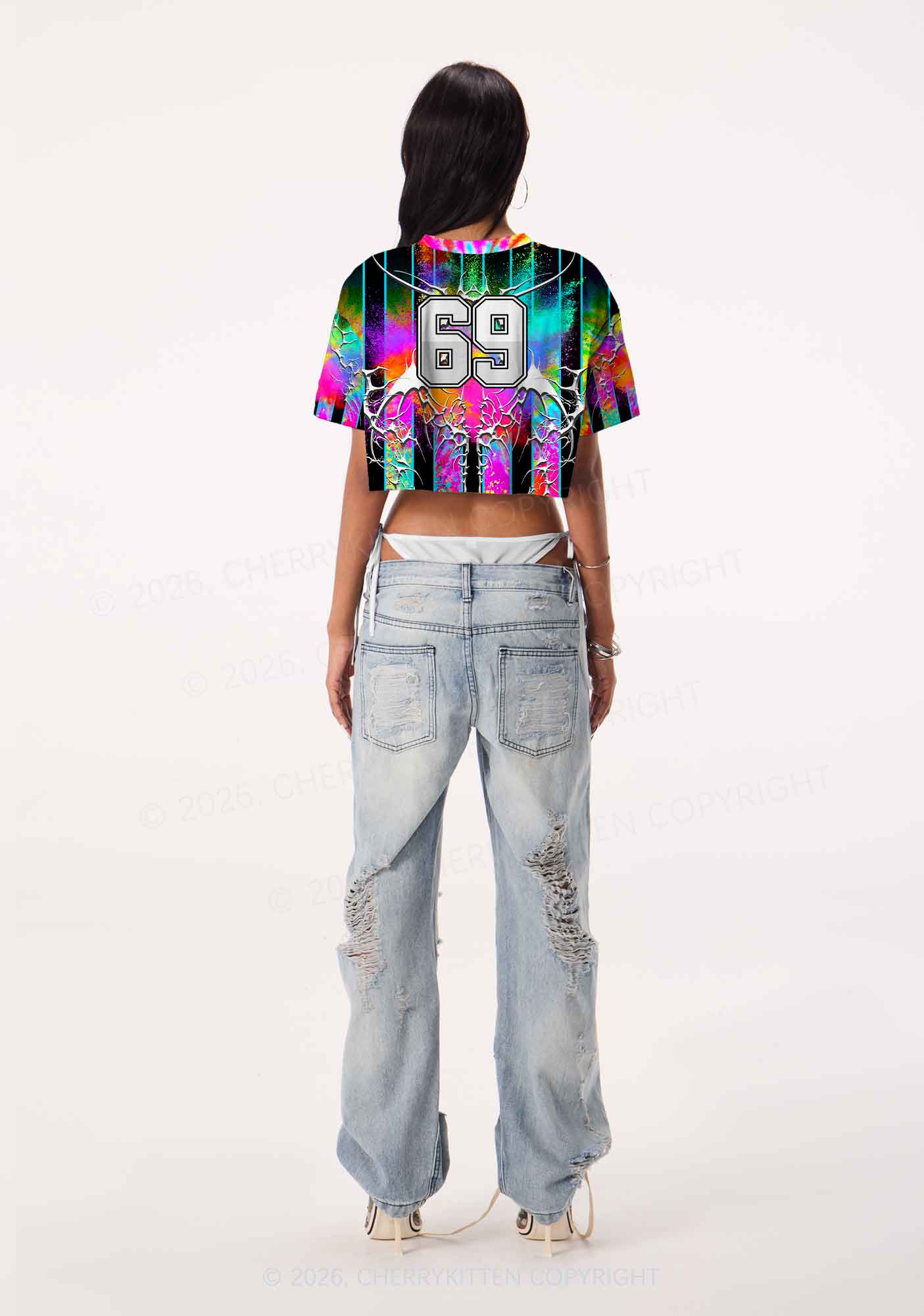 Techno Never Broke My Heart Y2K Crop Sport Jersey Shirts Cherrykitten