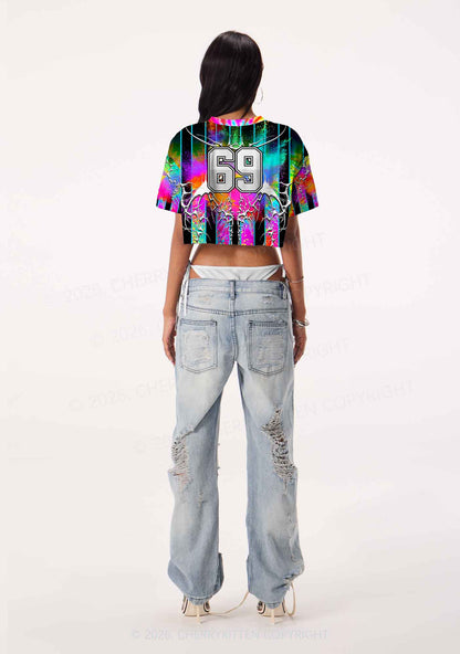 Techno Never Broke My Heart Y2K Crop Sport Jersey Shirts Cherrykitten