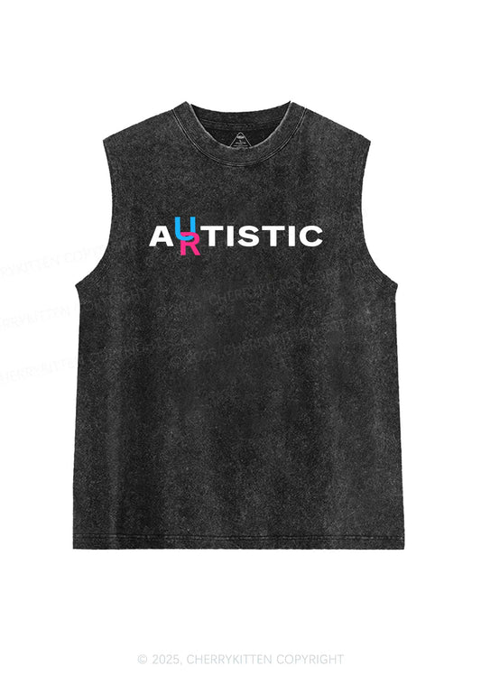 Autistic Artistic Y2K Washed Muscle Tank Cherrykitten