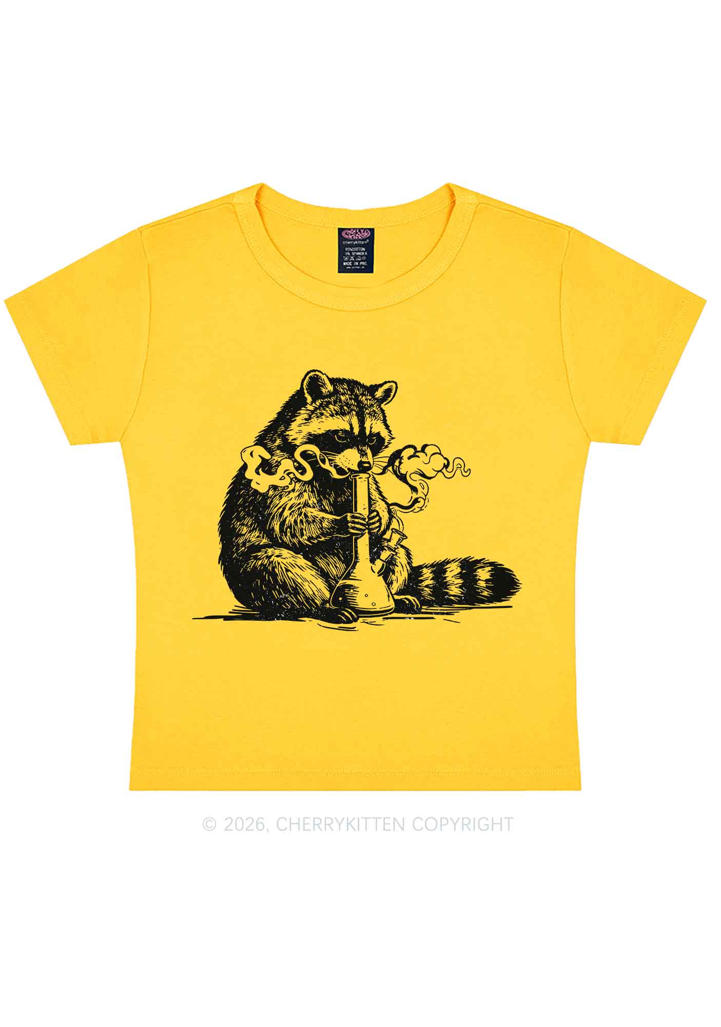 Stoned Raccoon Y2K Baby Tee Cherrykitten