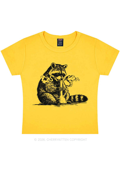 Stoned Raccoon Y2K Baby Tee Cherrykitten