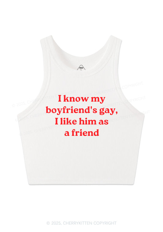 I Know My BF Is Gay Pride Y2K Crop Tank Top Cherrykitten