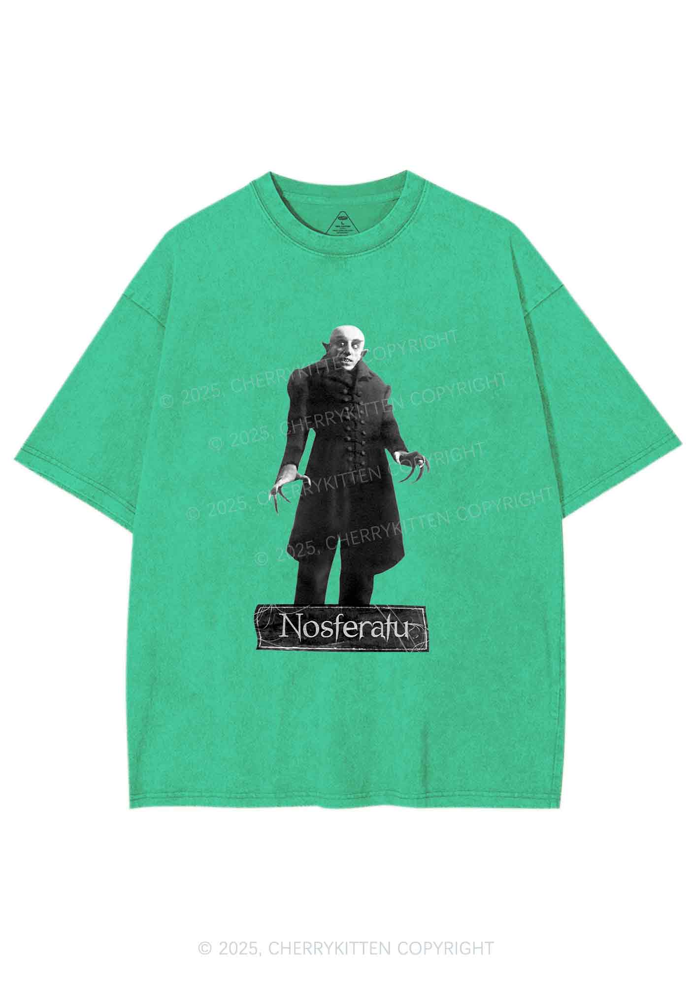 Halloween Male Vampire Y2K Shirts Washed Tee Cherrykitten