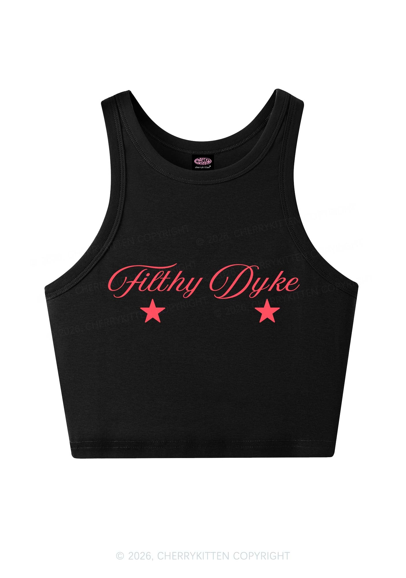 Filthy Dyke Pride Y2K Crop Tank Top Cherrykitten