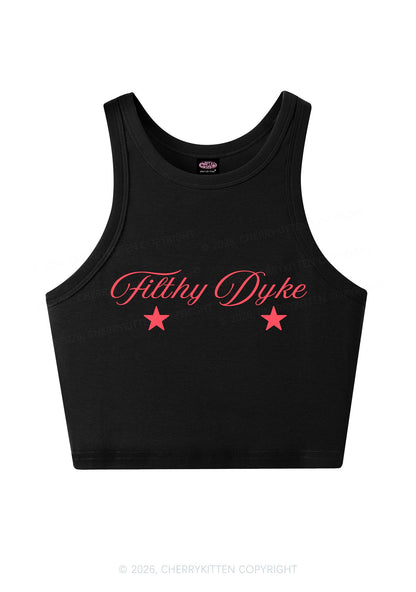 Filthy Dyke Pride Y2K Crop Tank Top Cherrykitten