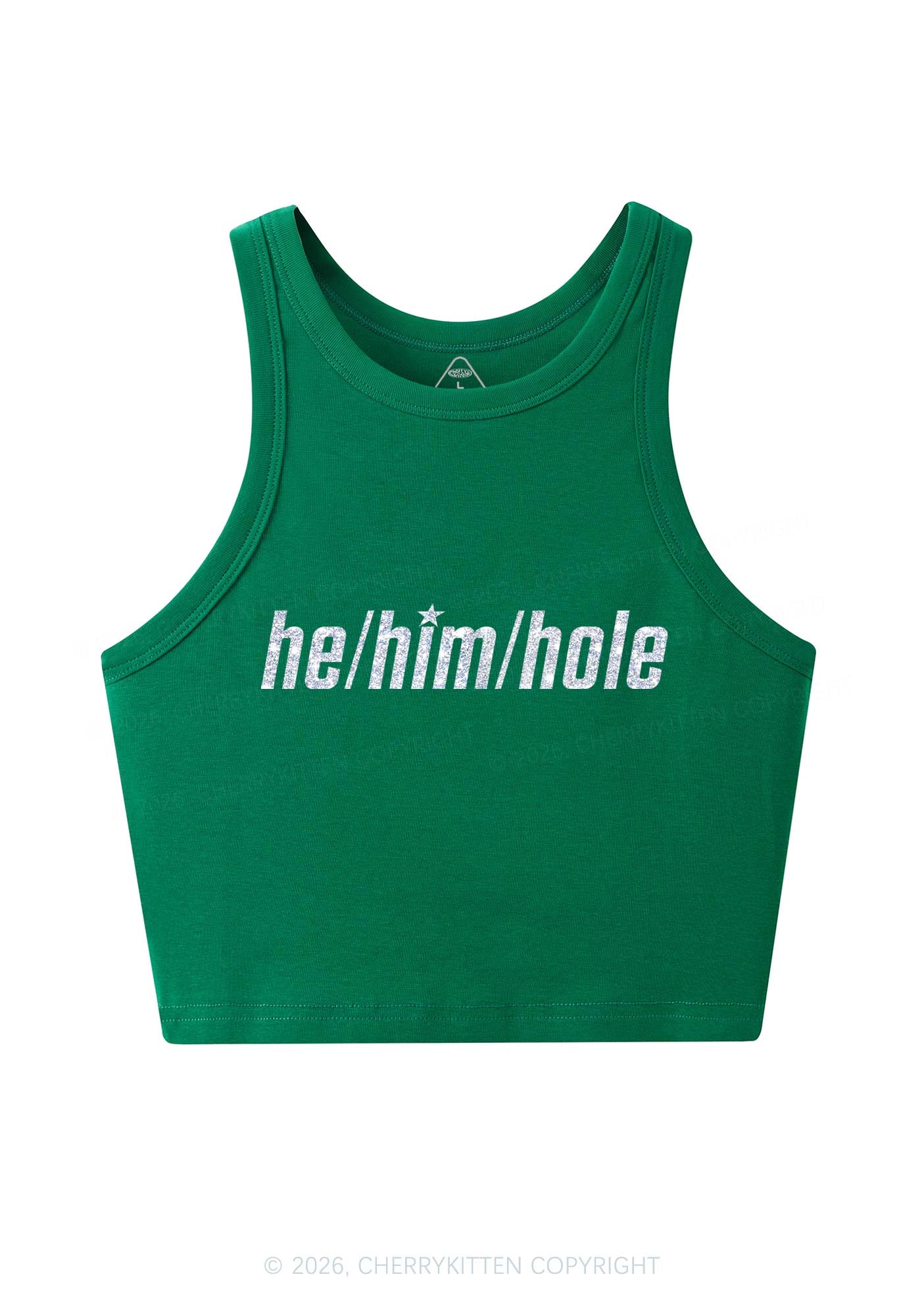 Glitter He Him Hole Pride Y2K Crop Tank Top Cherrykitten