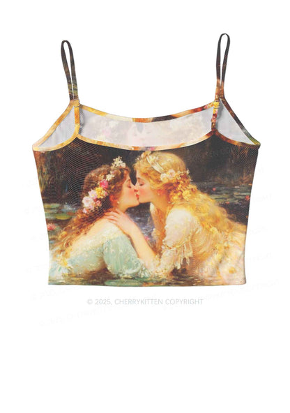 Romantic Kissing Girls Pride Y2K Mesh Cami Tank Cherrykitten