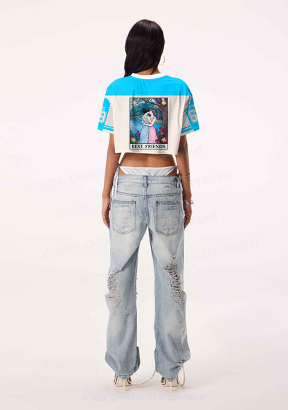 Blue Best Friends Pride Y2K Crop Sport Jersey Shirts Cherrykitten