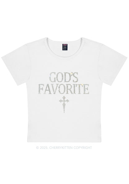 Rhinestone Gods Favorite Y2K Baby Tee Cherrykitten