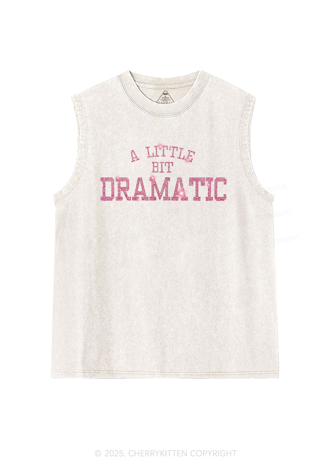 Rhinestone A Little Bit Dramatic Y2K Washed Muscle Tank Cherrykitten