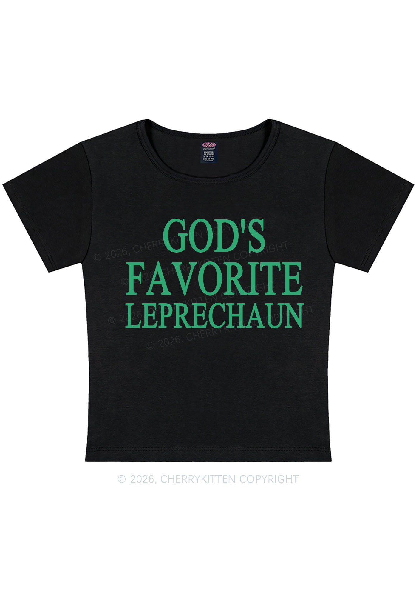 God's Favorite Leprechaun St Patricks Y2K Baby Tee Cherrykitten