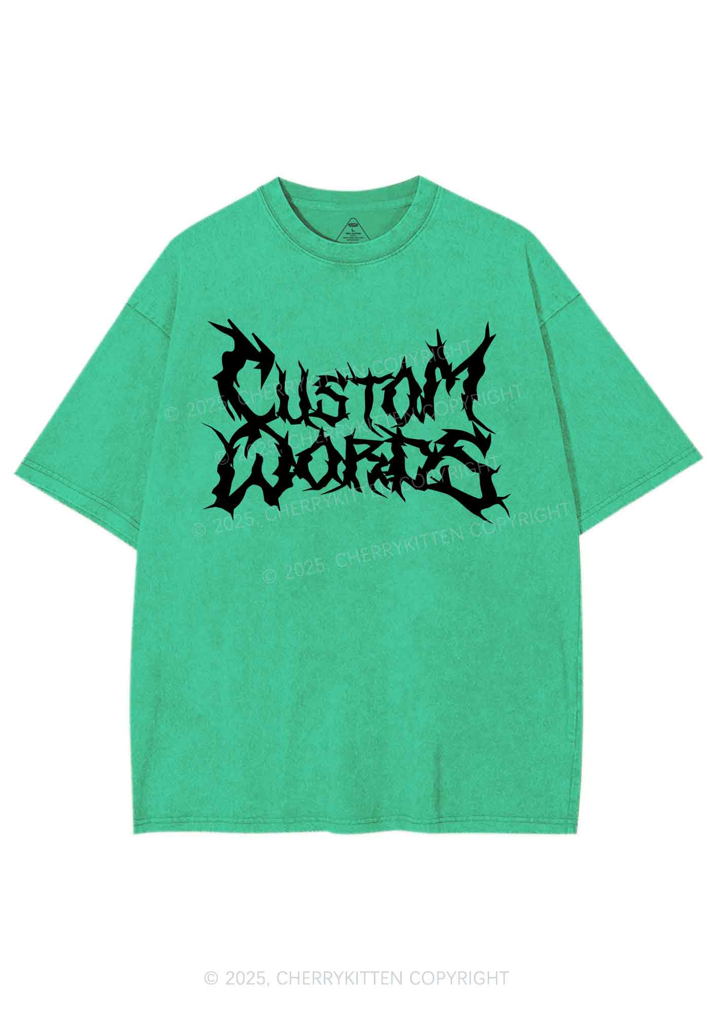 Custom Text Punk Font Y2K Shirts Washed Tee Cherrykitten