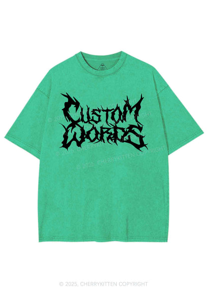 Custom Text Punk Font Y2K Shirts Washed Tee Cherrykitten