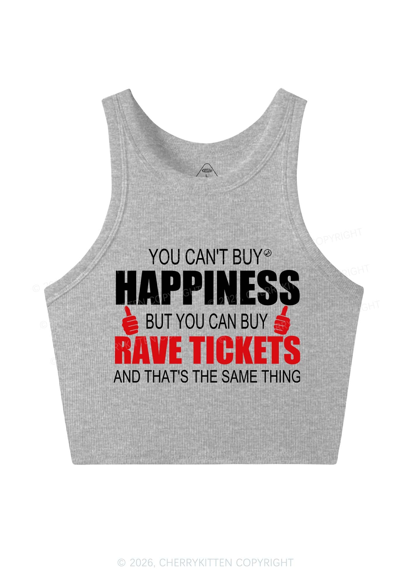 Happiness Rave Tickets Y2K Crop Tank Top Cherrykitten