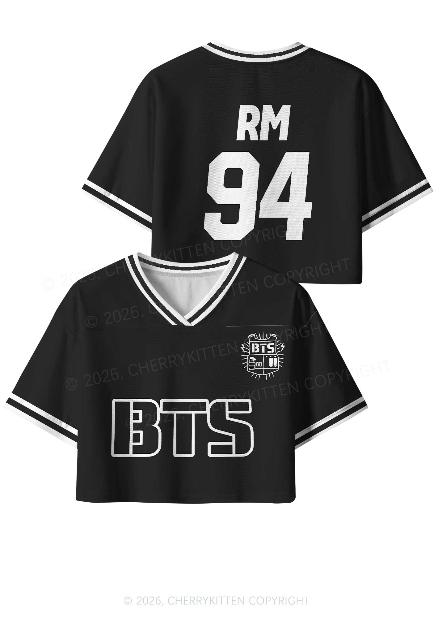 Black Kpop Boys Number Y2K Crop Sport Jersey Shirts Cherrykitten