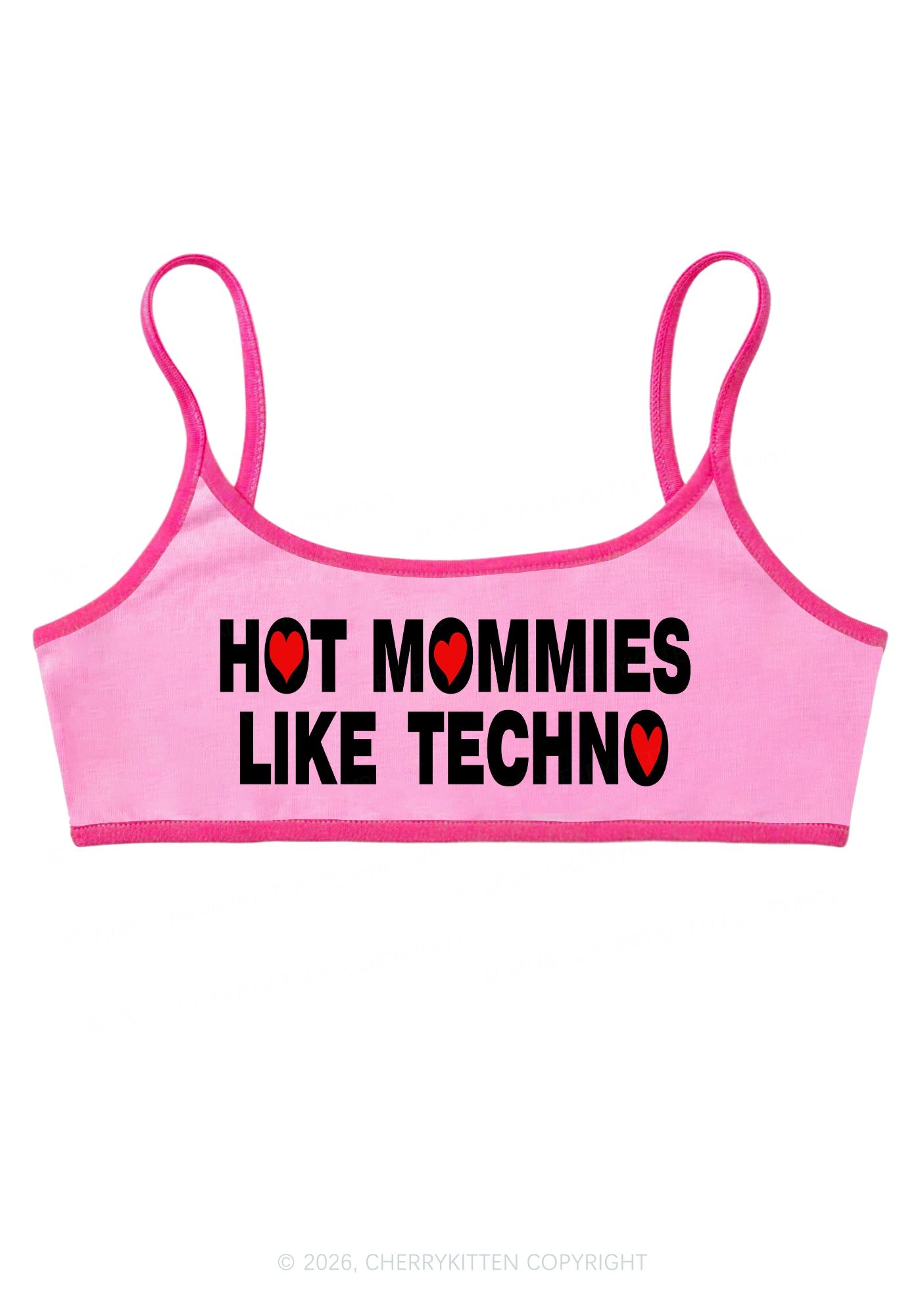 Hot Mommies Like Techno Y2K Super Crop Cami Cherrykitten