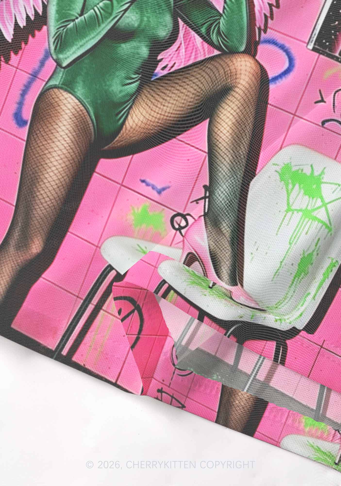 Alien Angel Graffiti Wall Y2K Mesh Muscle Tank Cherrykitten