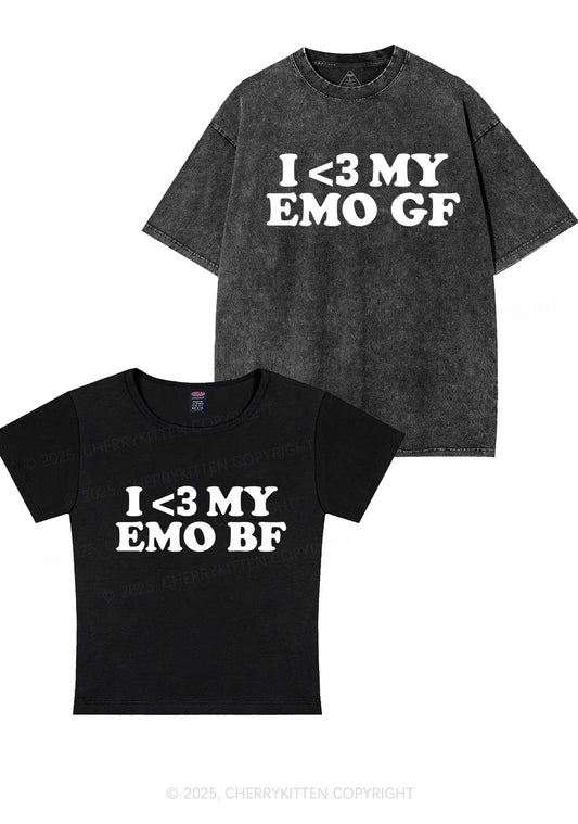 I Love My Emo BF GF Y2K Valentine's Day Couple Shirt Cherrykitten