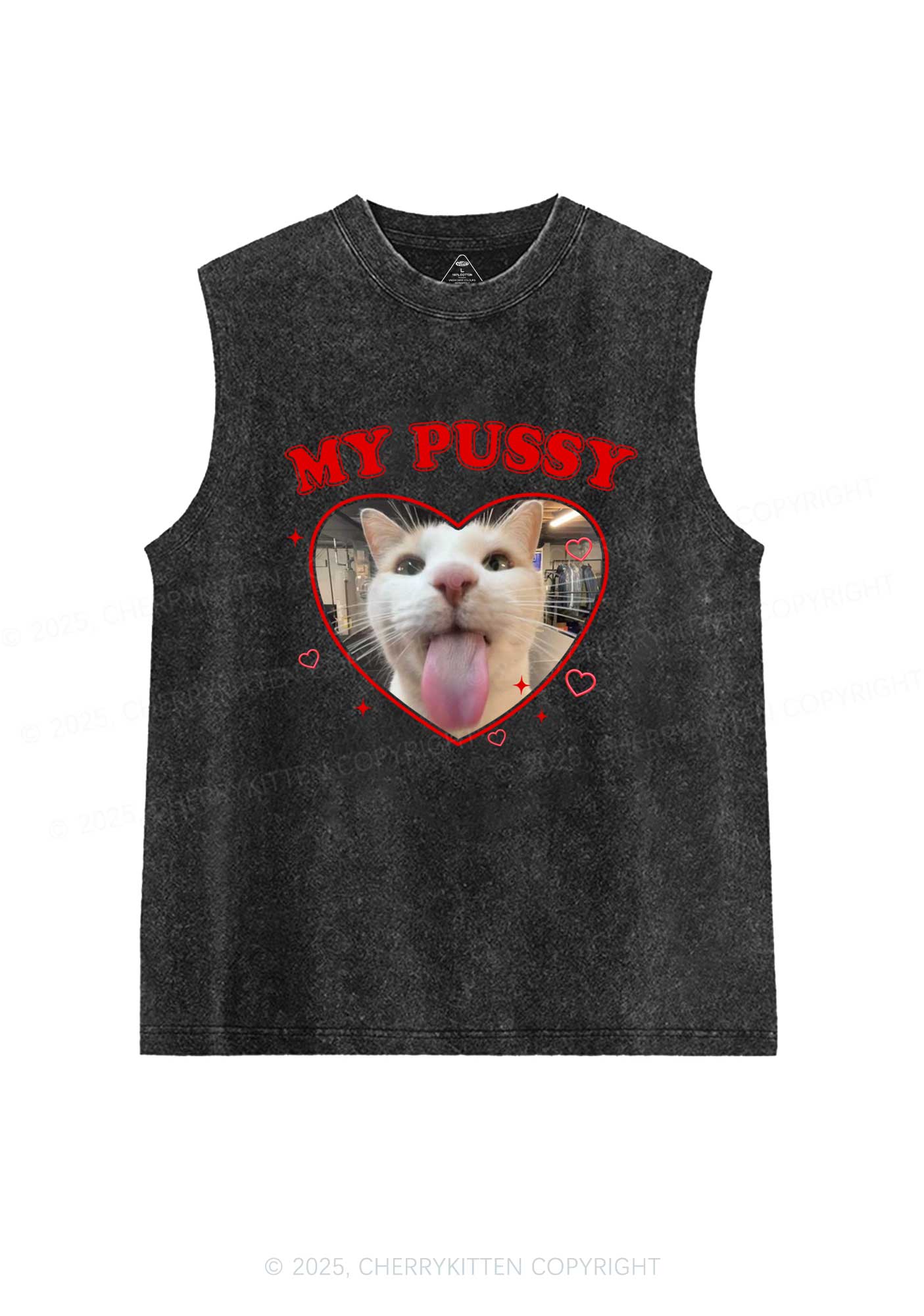 Custom Pet Puxxy Y2K Washed Muscle Tank Cherrykitten