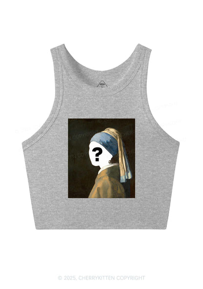 Custom Pearl Portrait Y2K Crop Tank Top Cherrykitten