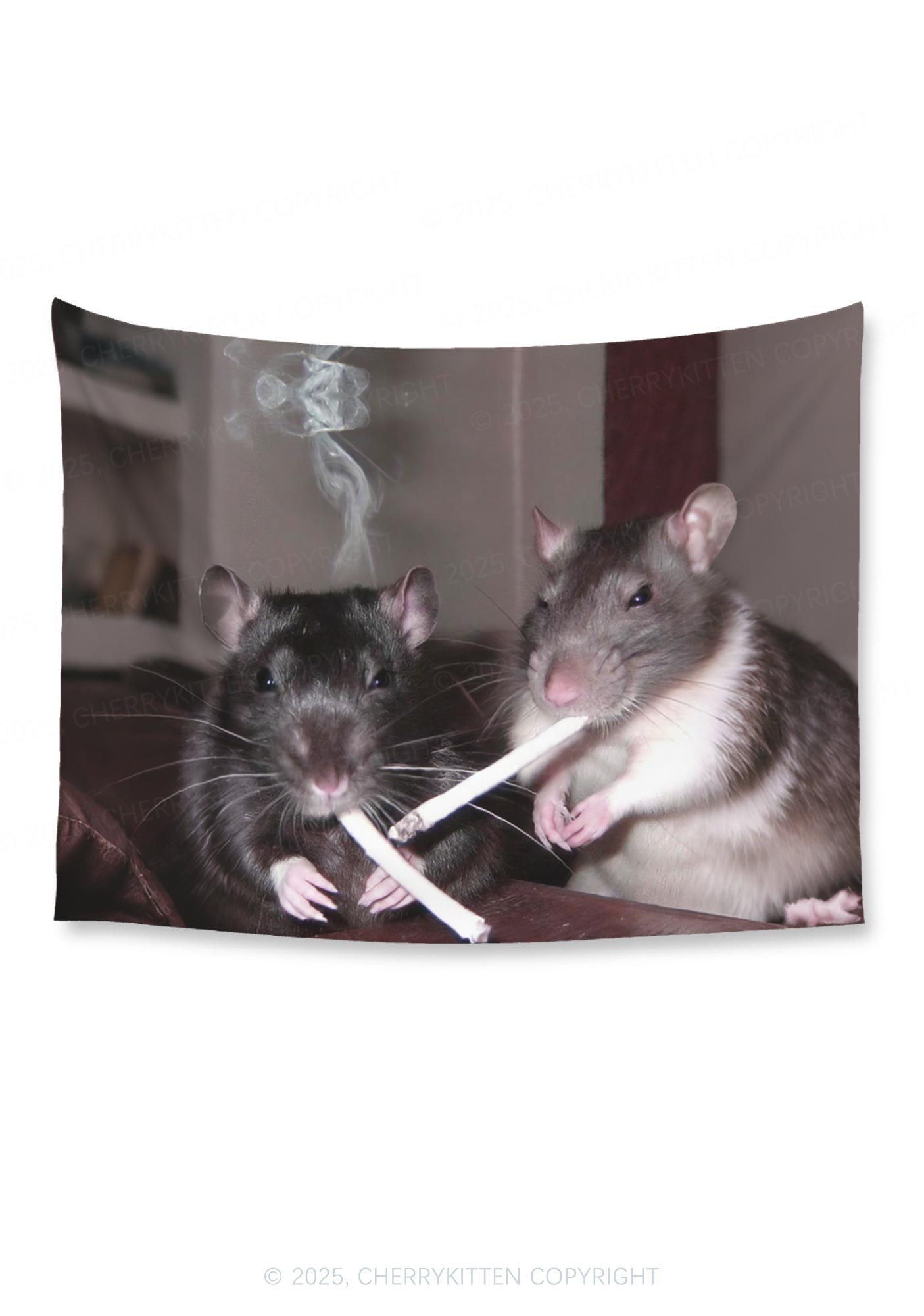 Smoking Rats Flag Y2K Tapestry Cherrykitten