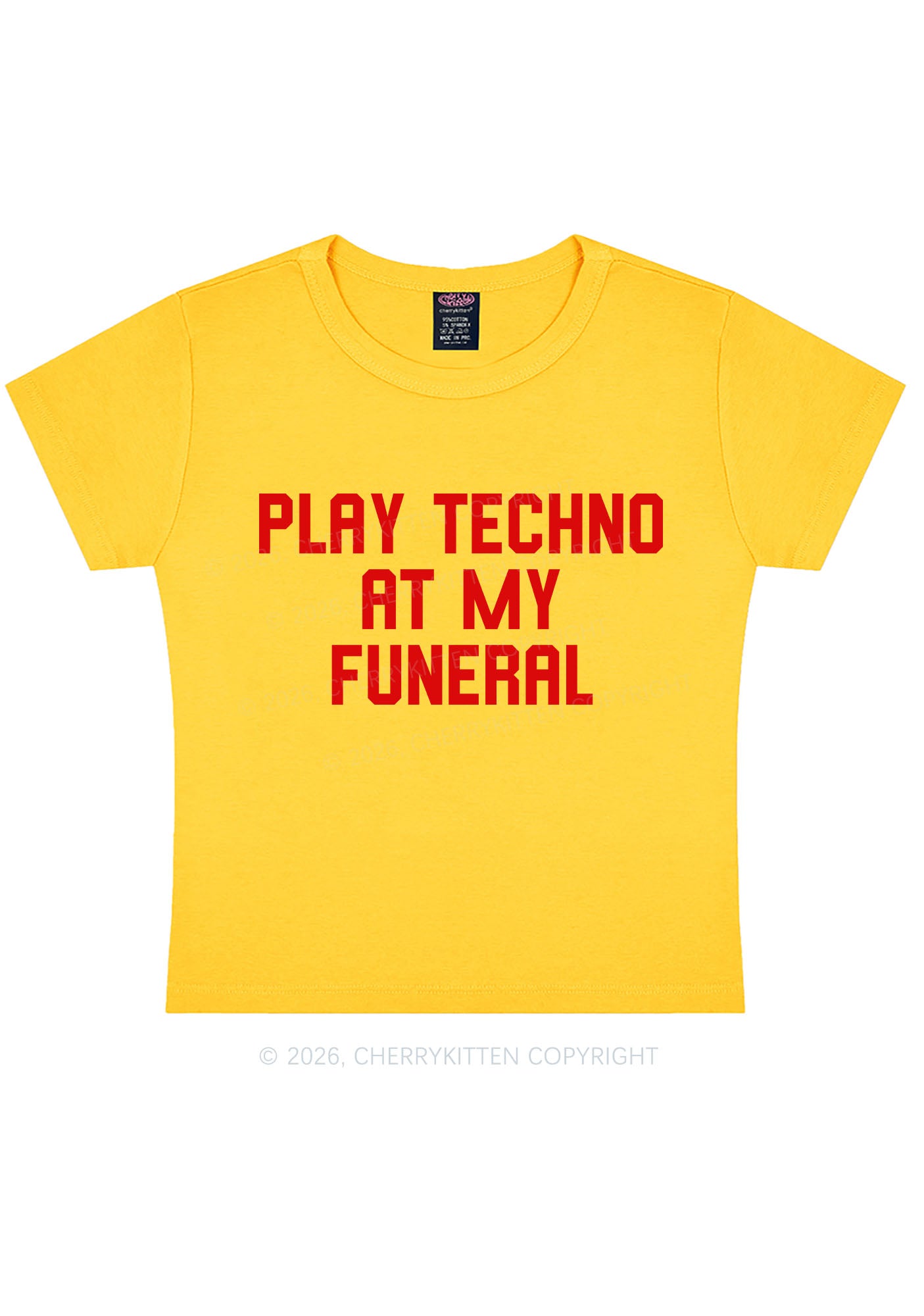 Play Techno At My Funeral Y2K Baby Tee Cherrykitten