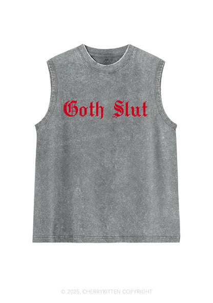 Goth Slxt Y2K Washed Tank Cherrykitten