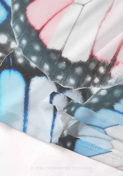 Trans Butterfly Wing Pride Y2K Mesh Crop Top Cherrykitten