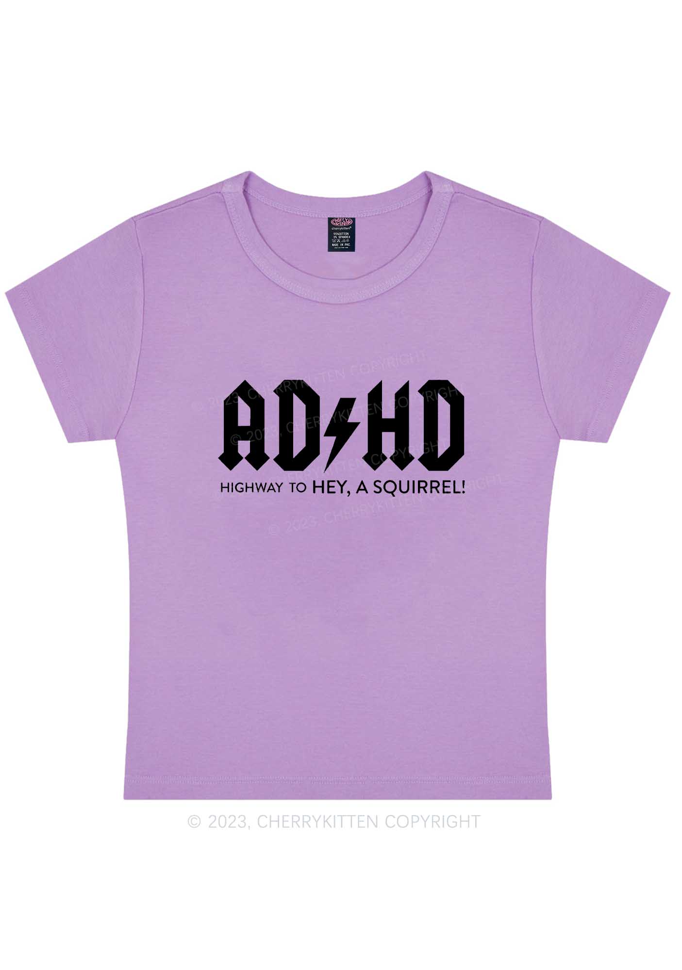 ADHD Hey A Squirrel Y2K Baby Tee Cherrykitten