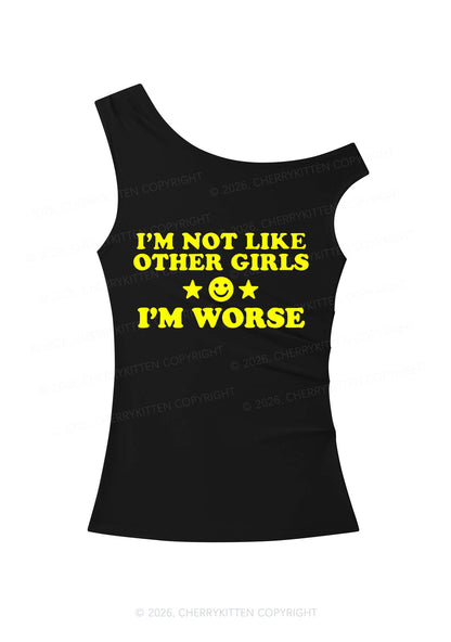 Im Worse Y2K Off Shoulder Tank Top Cherrykitten