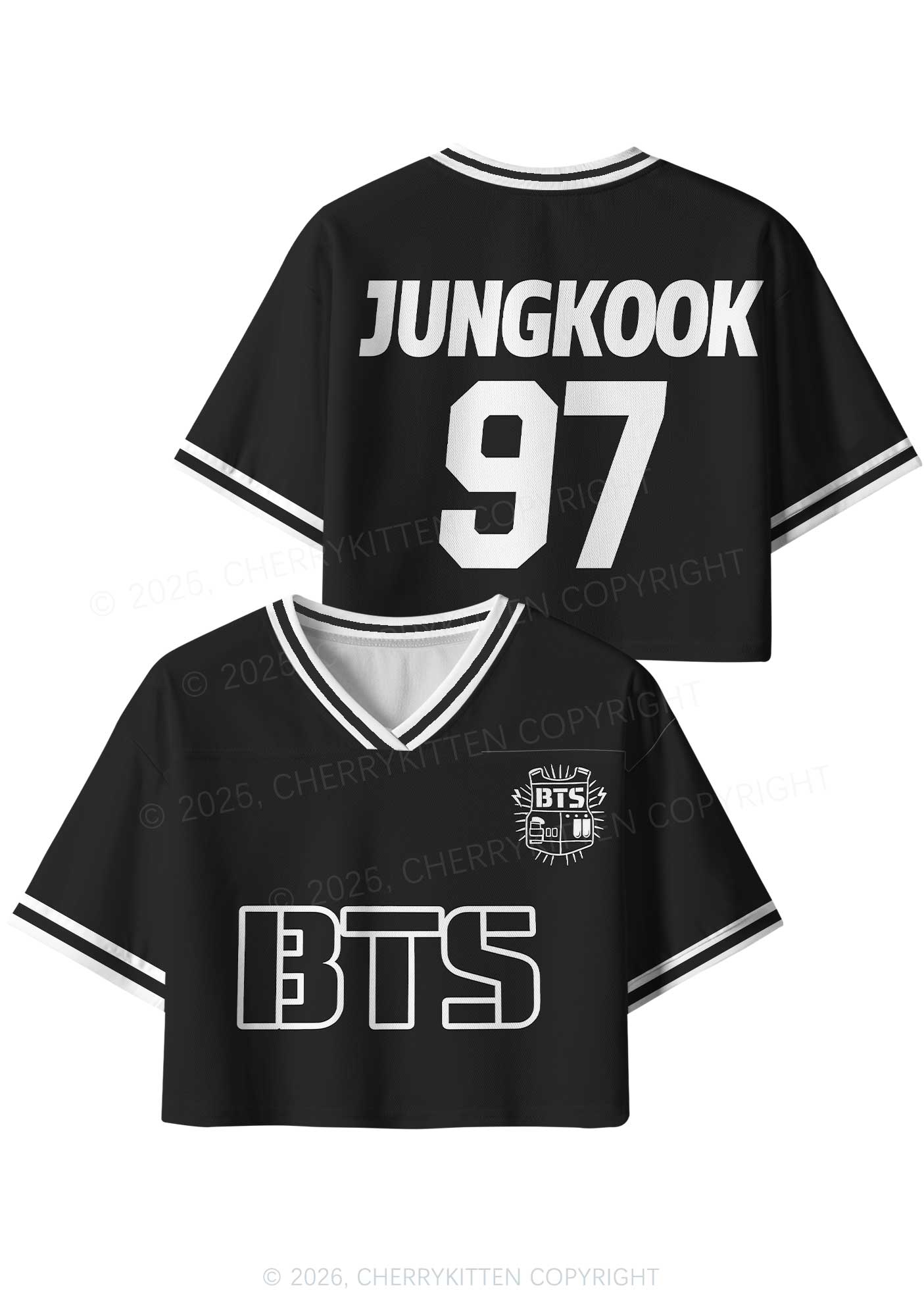 Black Kpop Boys Number Y2K Crop Sport Jersey Shirts Cherrykitten