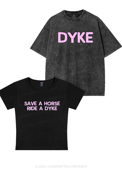 Save Horse Ride Dyke Y2K Valentine's Day Couple Shirt Cherrykitten