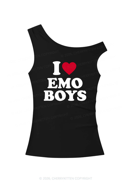I Love Emo Boys Y2K Off Shoulder Tank Top Cherrykitten
