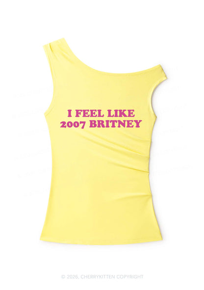 I Feel Like Britney Y2K Off Shoulder Tank Top Cherrykitten
