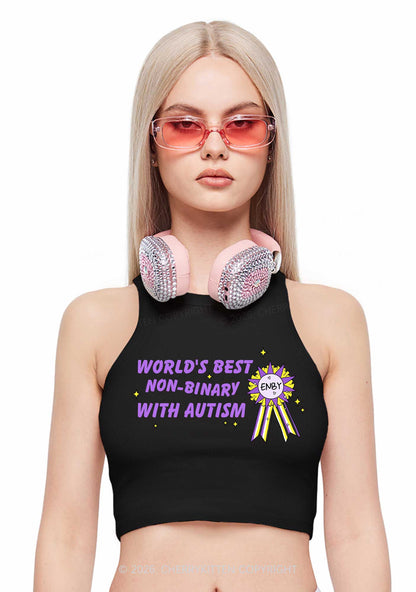 Worlds Best Nonbinary Y2K Crop Tank Top Cherrykitten