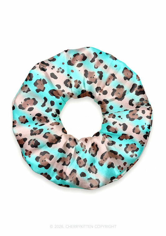 Mint Leopard Y2K Hair Scrunchie Cherrykitten