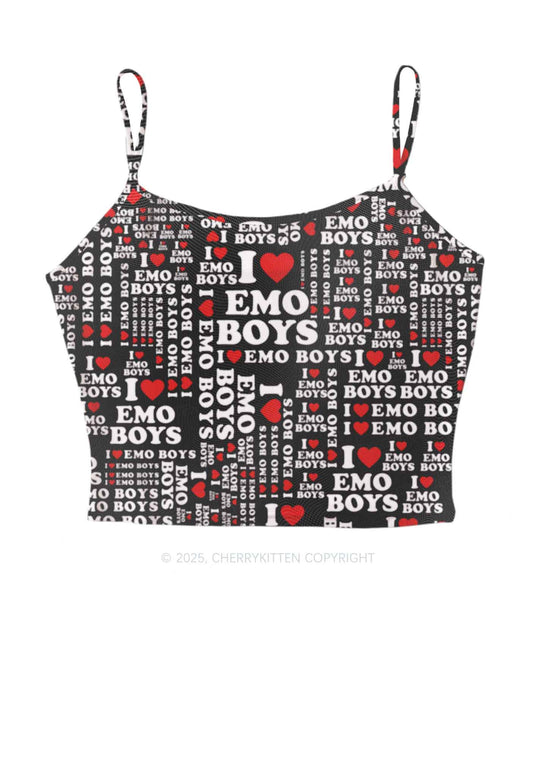 I Love Emo Boys Y2K Mesh Cami Tank Cherrykitten