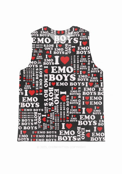 I Love Emo Boys Y2K Mesh Muscle Tank Cherrykitten