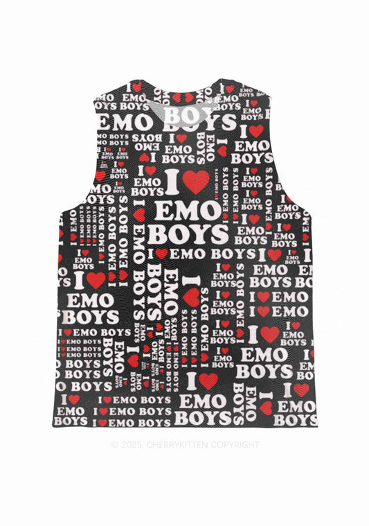 I Love Emo Boys Y2K Mesh Muscle Tank Cherrykitten