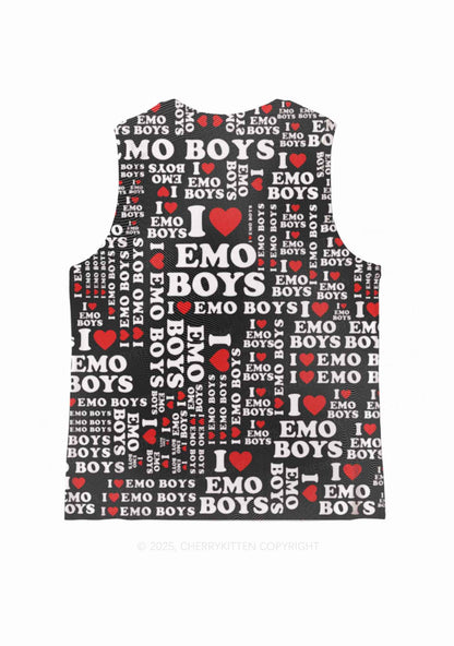 I Love Emo Boys Y2K Mesh Muscle Tank Cherrykitten