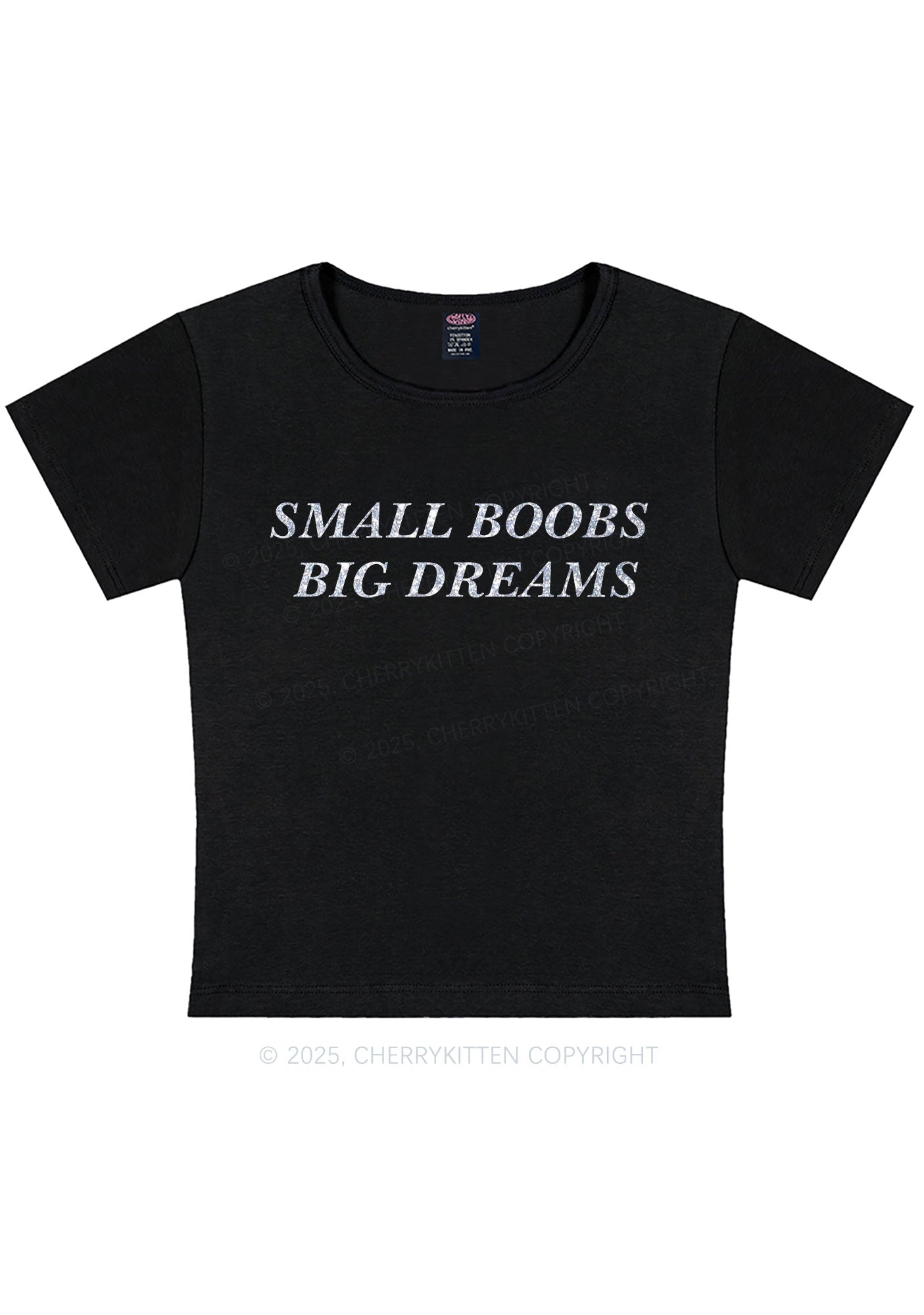 Glitter Small But Big Dreams Y2K Baby Tee Cherrykitten