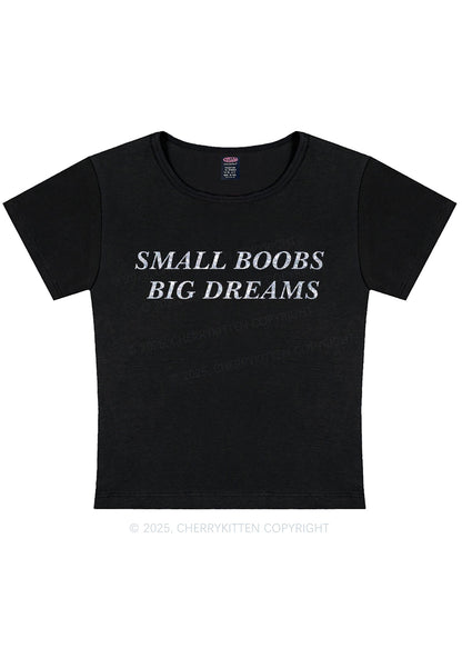 Glitter Small But Big Dreams Y2K Baby Tee Cherrykitten