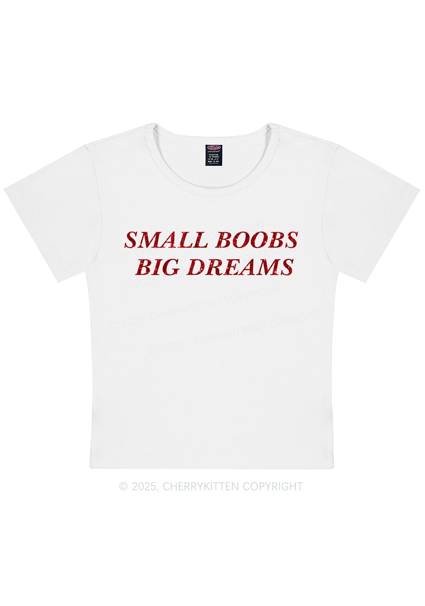 Glitter Small But Big Dreams Y2K Baby Tee Cherrykitten